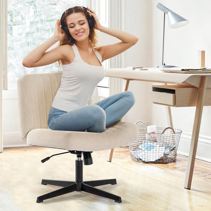 Bosmiller Armless Bürostuhl Schreibtischstuhl Höhenverstellbar 150KG Beige