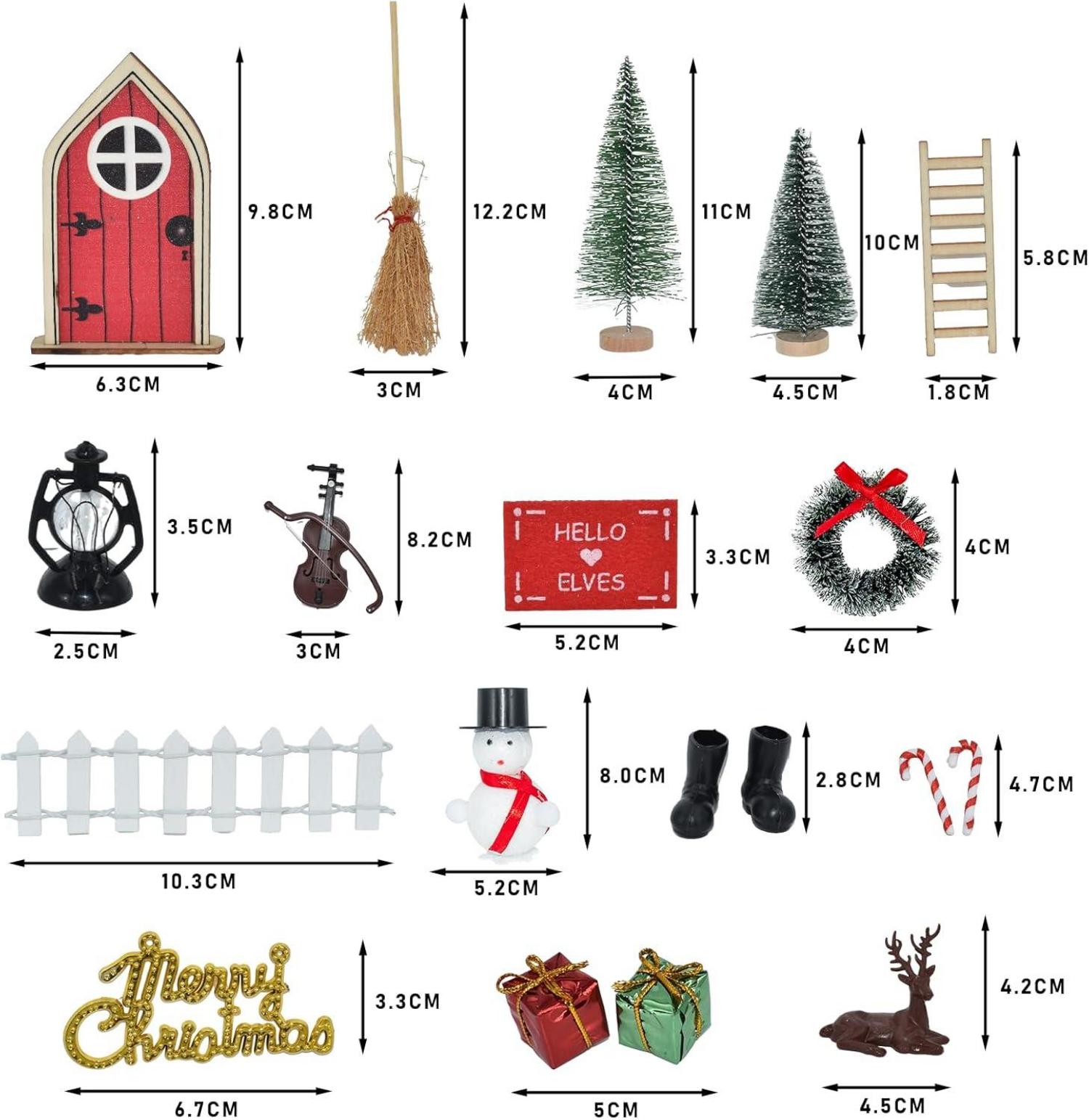 Miniatur Wichteltür Zubehör Weihnachten Set Holz Deko
