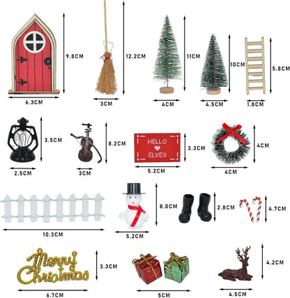 Miniatur Wichteltür Zubehör Weihnachten Set Holz Deko