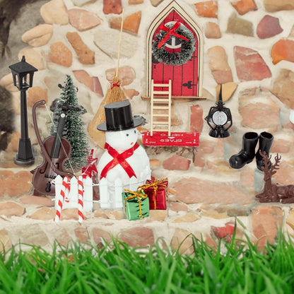 Miniatur Wichteltür Set Weihnachtsdeko mit Zubehör 20-teilig