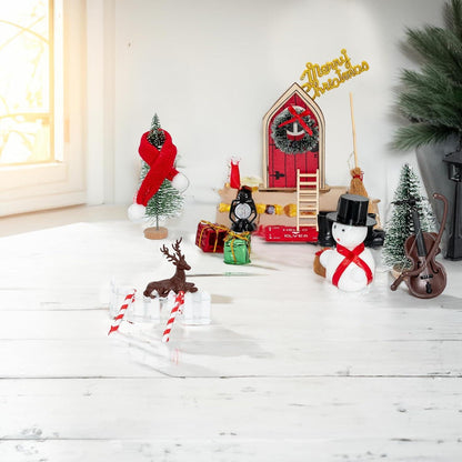Wichteltür Zubehör Weihnachten Set Miniatur Holz Tür Deko 20