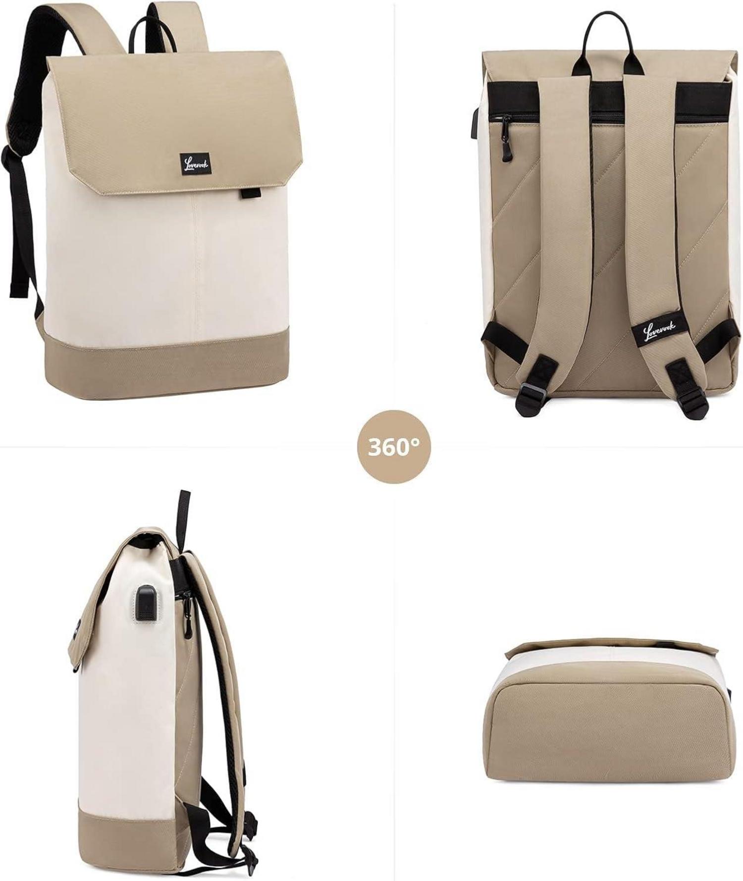 LOVEVOOK Schulrucksack Mädchen Teenager 17 Zoll USB Laptop Khaki