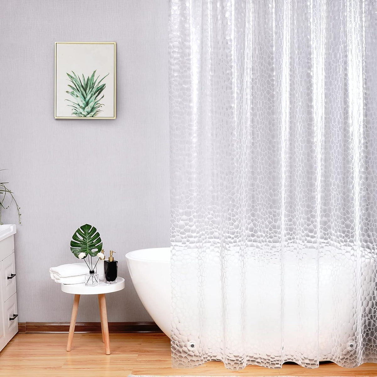 Duschvorhang Transparent Wasserdicht mit Magneten Hexagon Muster