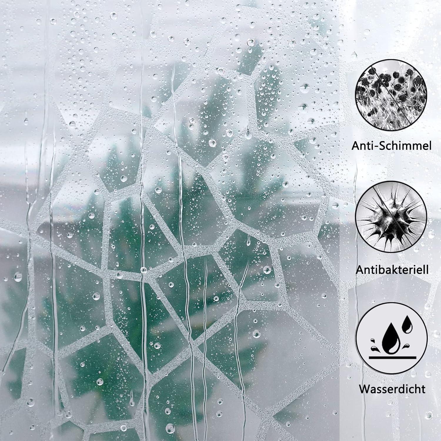 Duschvorhang Transparent 150x200 Wasserdicht Magnete Hexagon