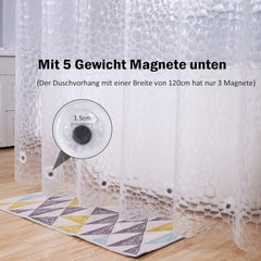 Duschvorhang Transparent mit Magneten und Hexagon Muster 150x200 wasserdicht