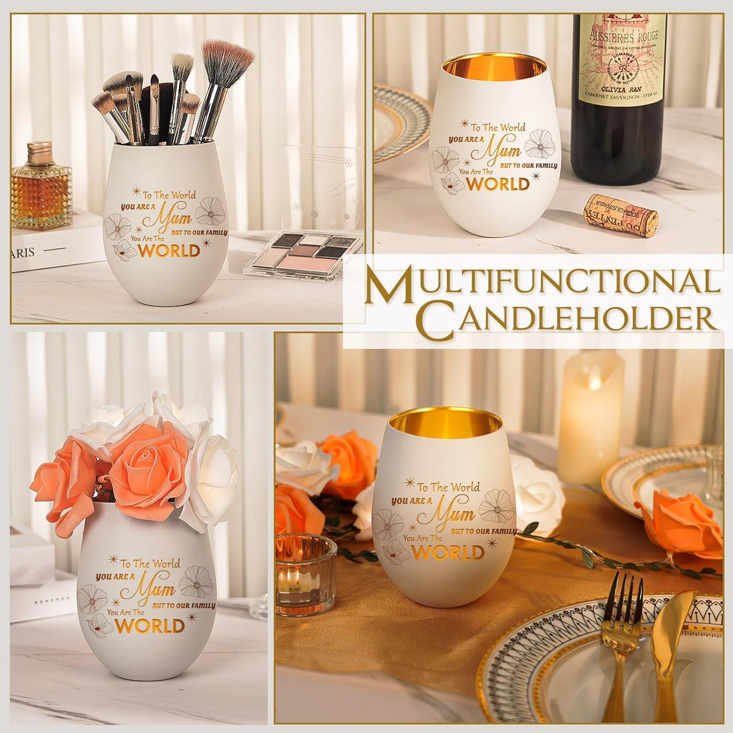 Glas Teelichthalter Mama Weihnachten Tisch Kerzenhalter