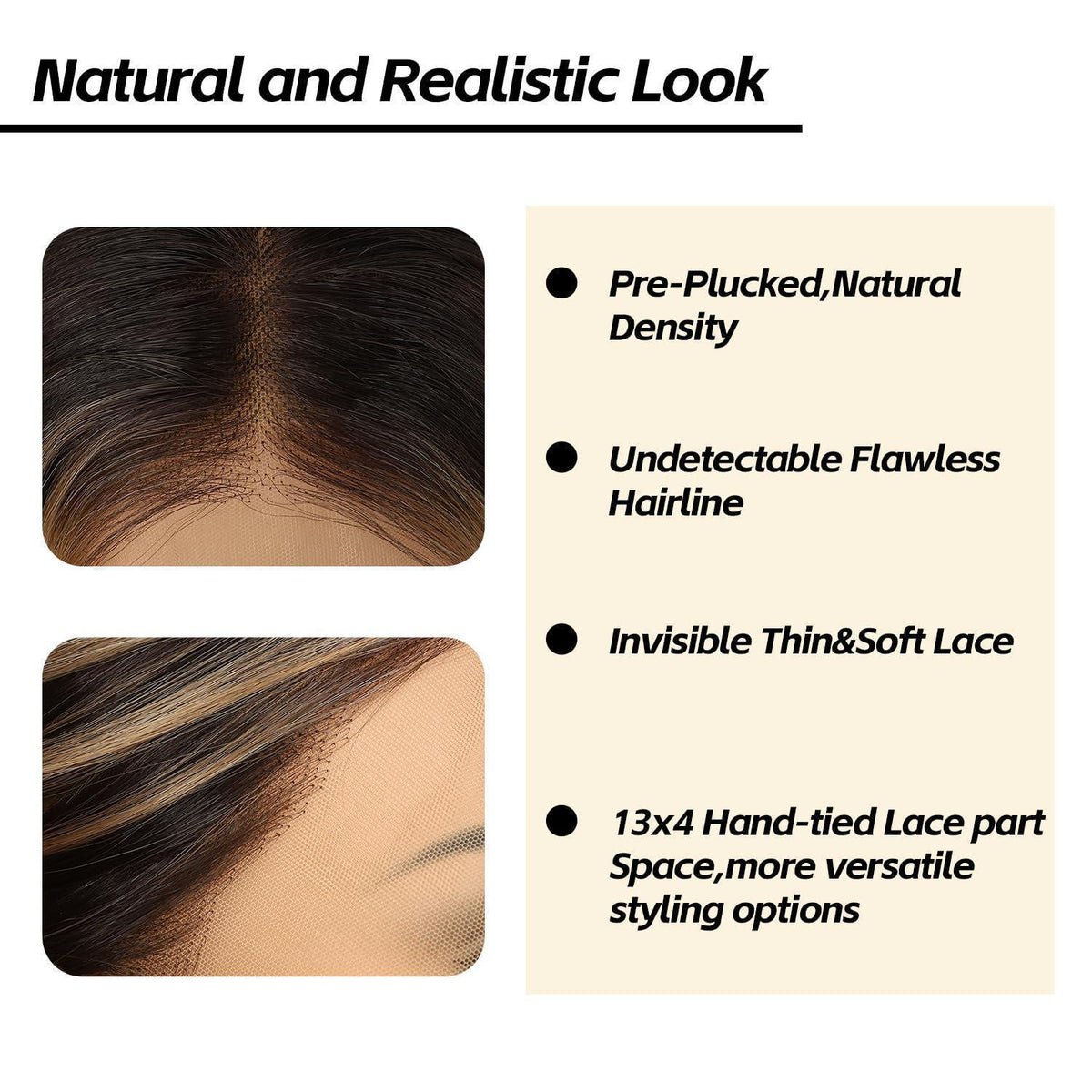 Braune Körperwelle Lace Front Perücke mit Highlights – 26 Zoll