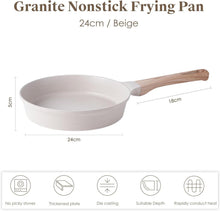 Antihaft Induktionspfanne 24cm Granit Holzgriff Beige