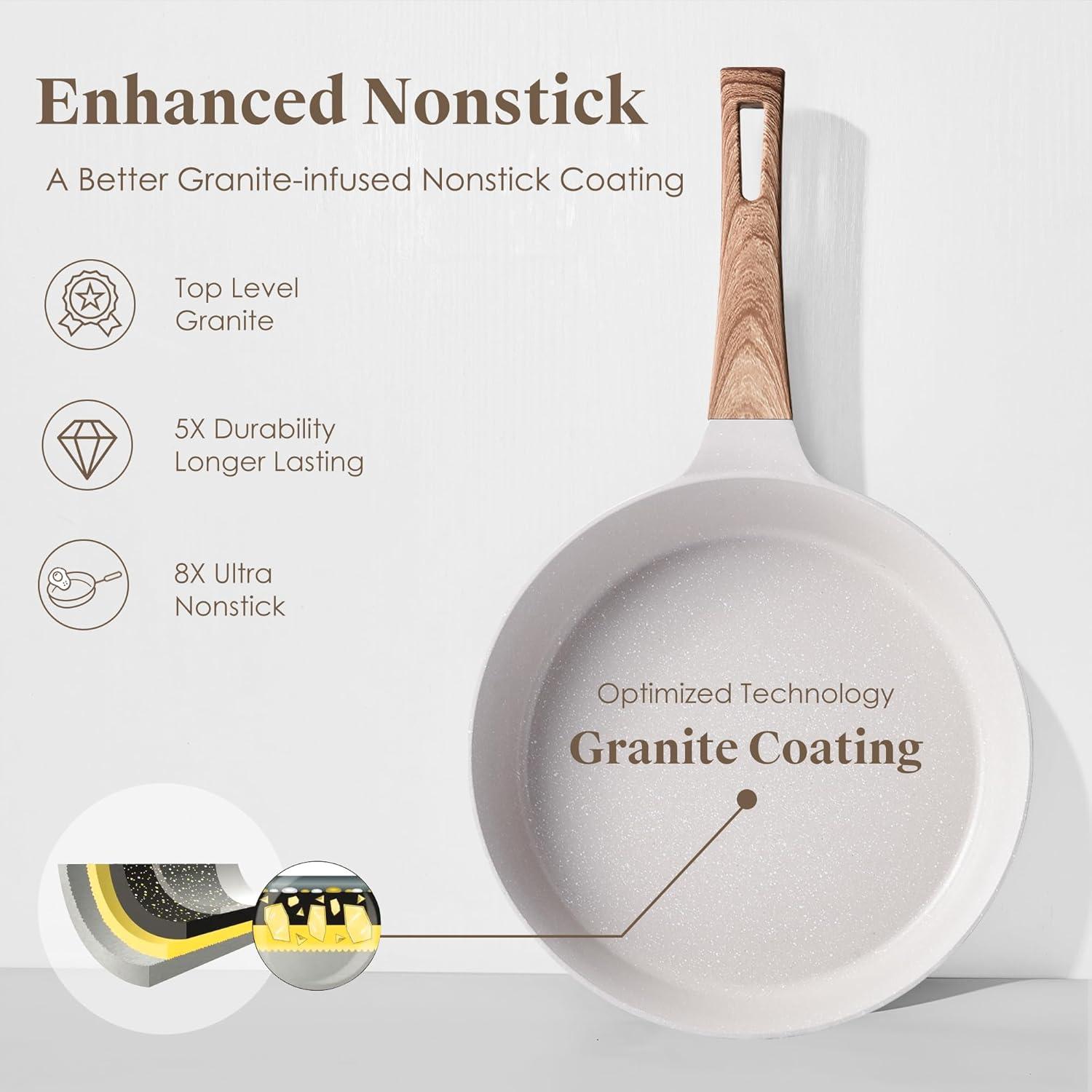 RIOVARM 24cm Granit Antihaft Induktions-Bratpfanne Beige