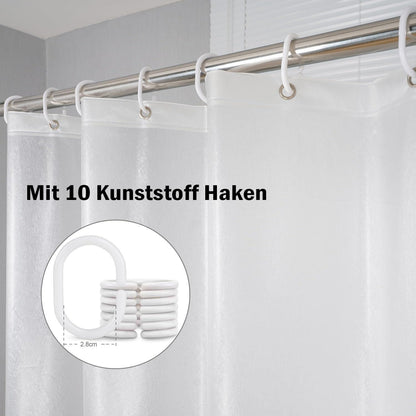 AooHome Duschvorhang 150x200 Mattglas mit 5 Magneten & 10 Ringe