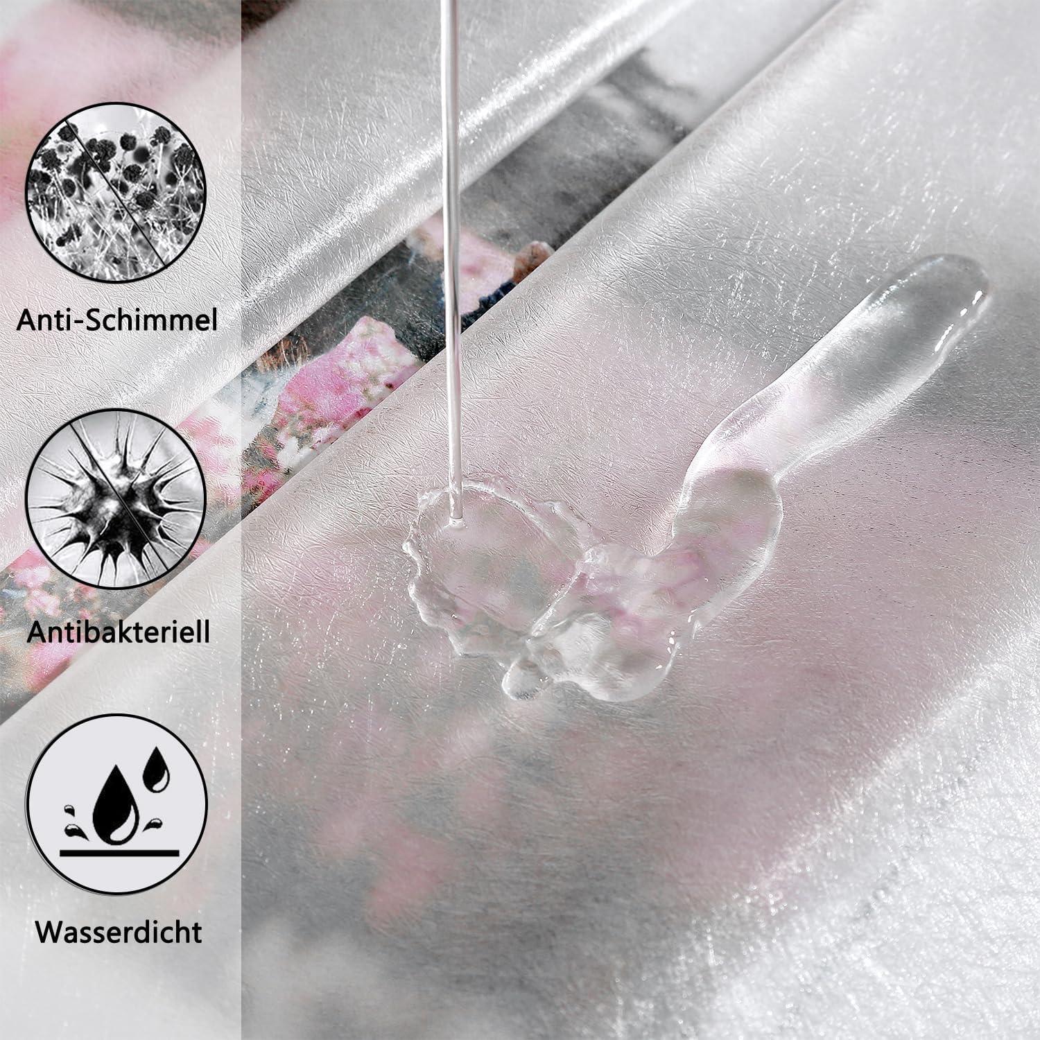 Duschvorhang 120x180 Weiß Transparent mit 3 Gewicht Magnete