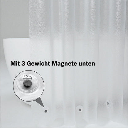 Duschvorhang 120x180 Weiß Transparent mit Magneten, Ringe Wasserdicht Anti-Schimmel