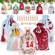 DIY Adventskalender zum Befüllen Kinder Weihnachtsmotiv 24 Stoffbeutel