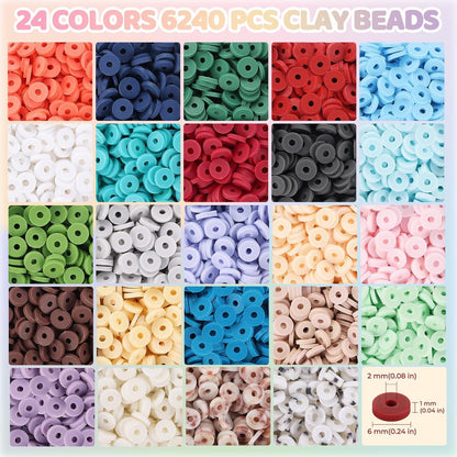 Funtopia Perlen Set für Armbänder, 7100+ Stück 6mm Clay
