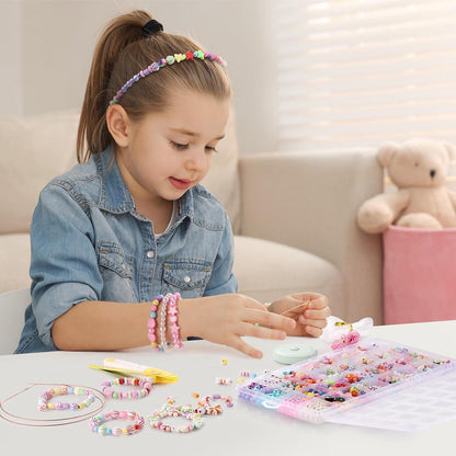 Perlen Set für Mädchen - Bastelset mit 32 Farben, DIY Armbänder, Geschenke Mädchen 5-13 Jahre
