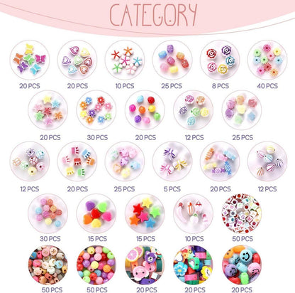 Perlen Set für Mädchen - Bastelset mit 32 Farben, DIY Armbänder, Geschenke Mädchen 5-13 Jahre