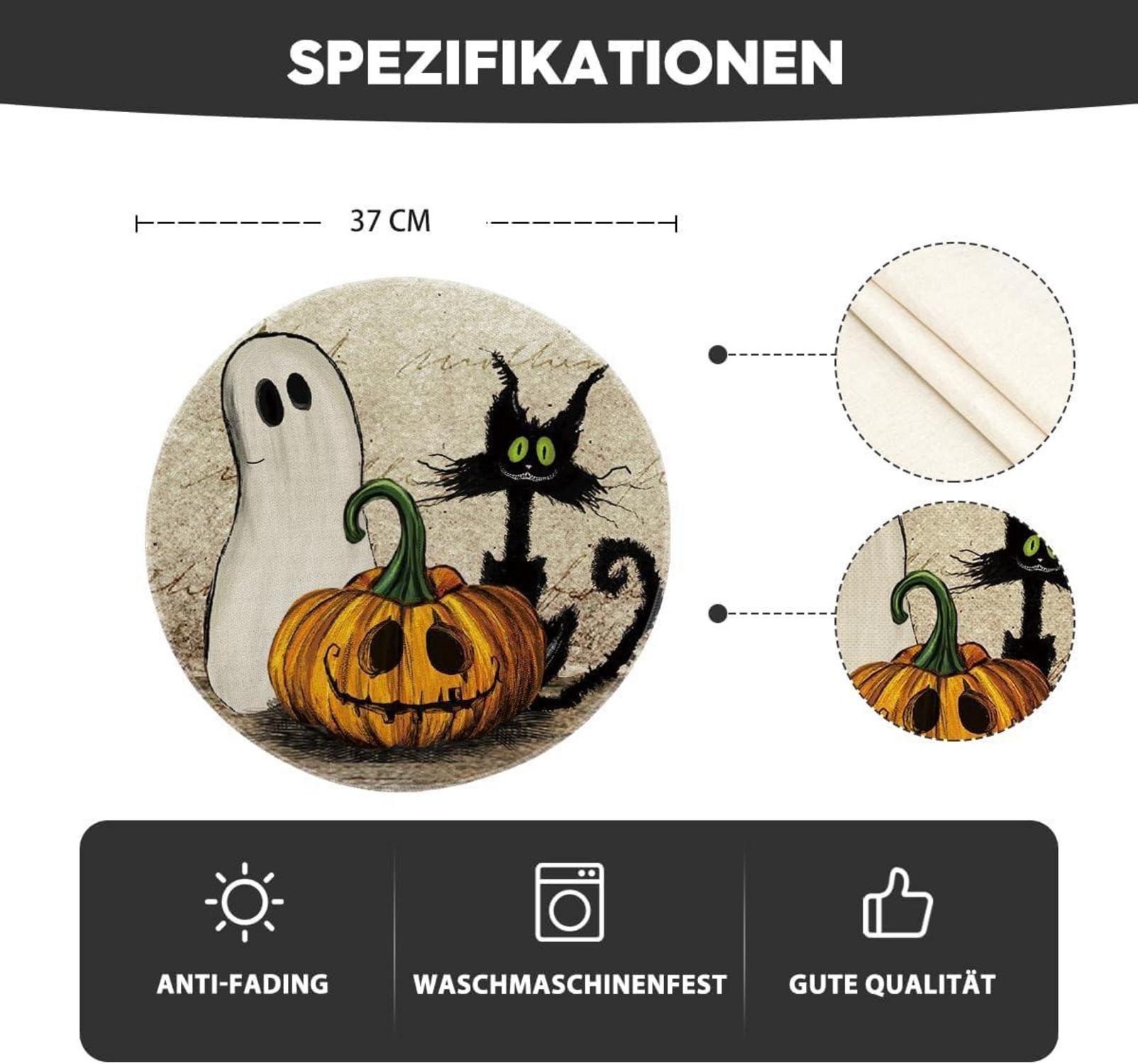 Halloween Tischsets Katze Geist Jack-O-Laterne 37cm 4er Set