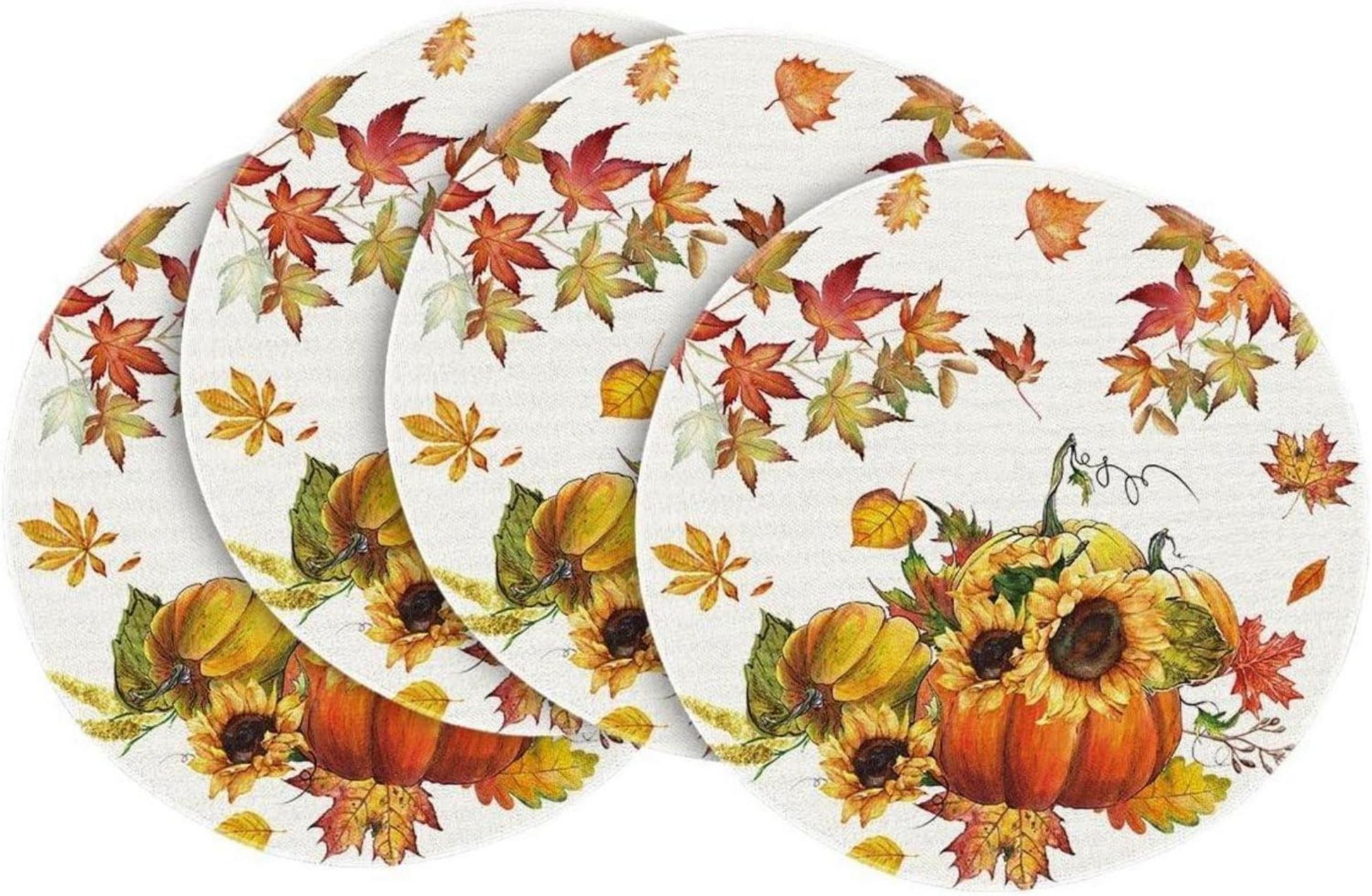 Herbst Runde Platzsets 4er Set, 37cm Tischset Waschbar Platzdeckchen
