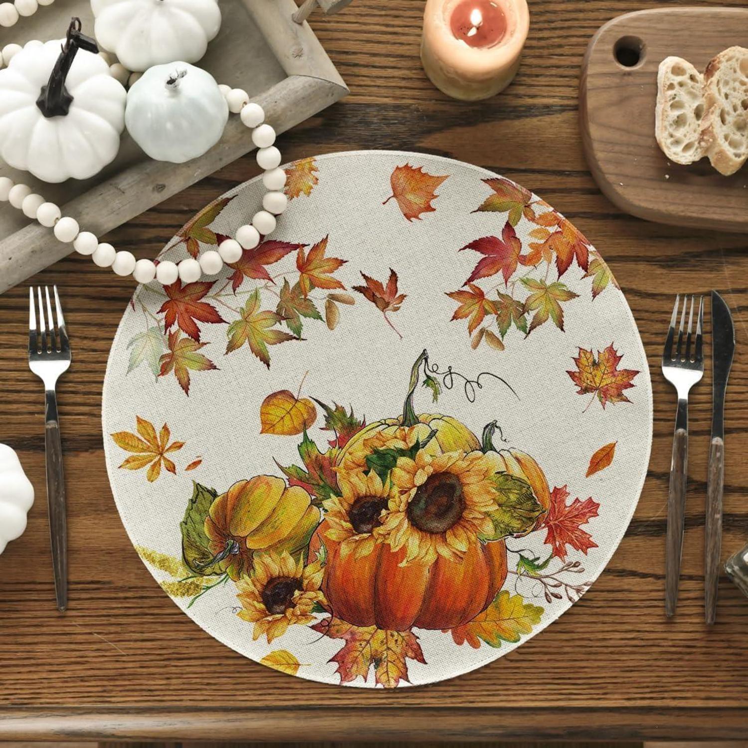 Artoid Mode Herbst Runde Platzsets 4er Set 37cm Orange