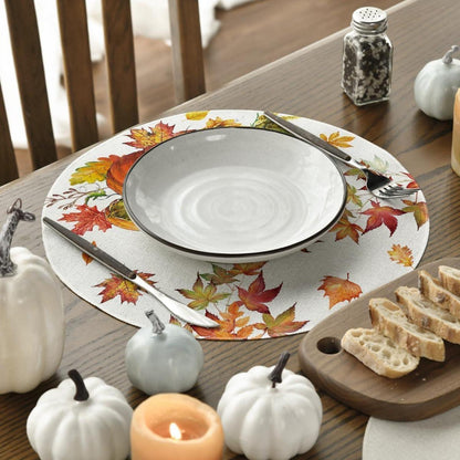 Herbst Runde Platzsets 4er Set, 37cm Tischset Waschbar Platzdeckchen