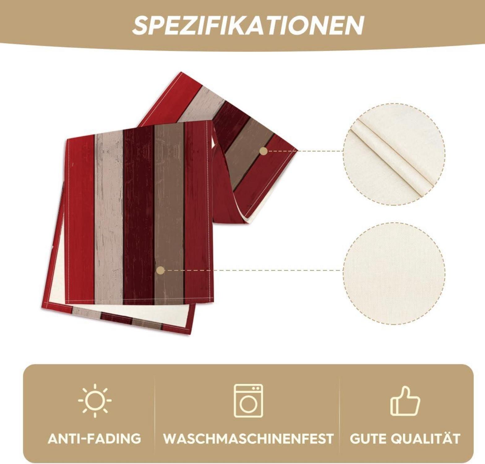 Rustikaler Holz Tischläufer Herbst Dekor 100x40 cm Rot