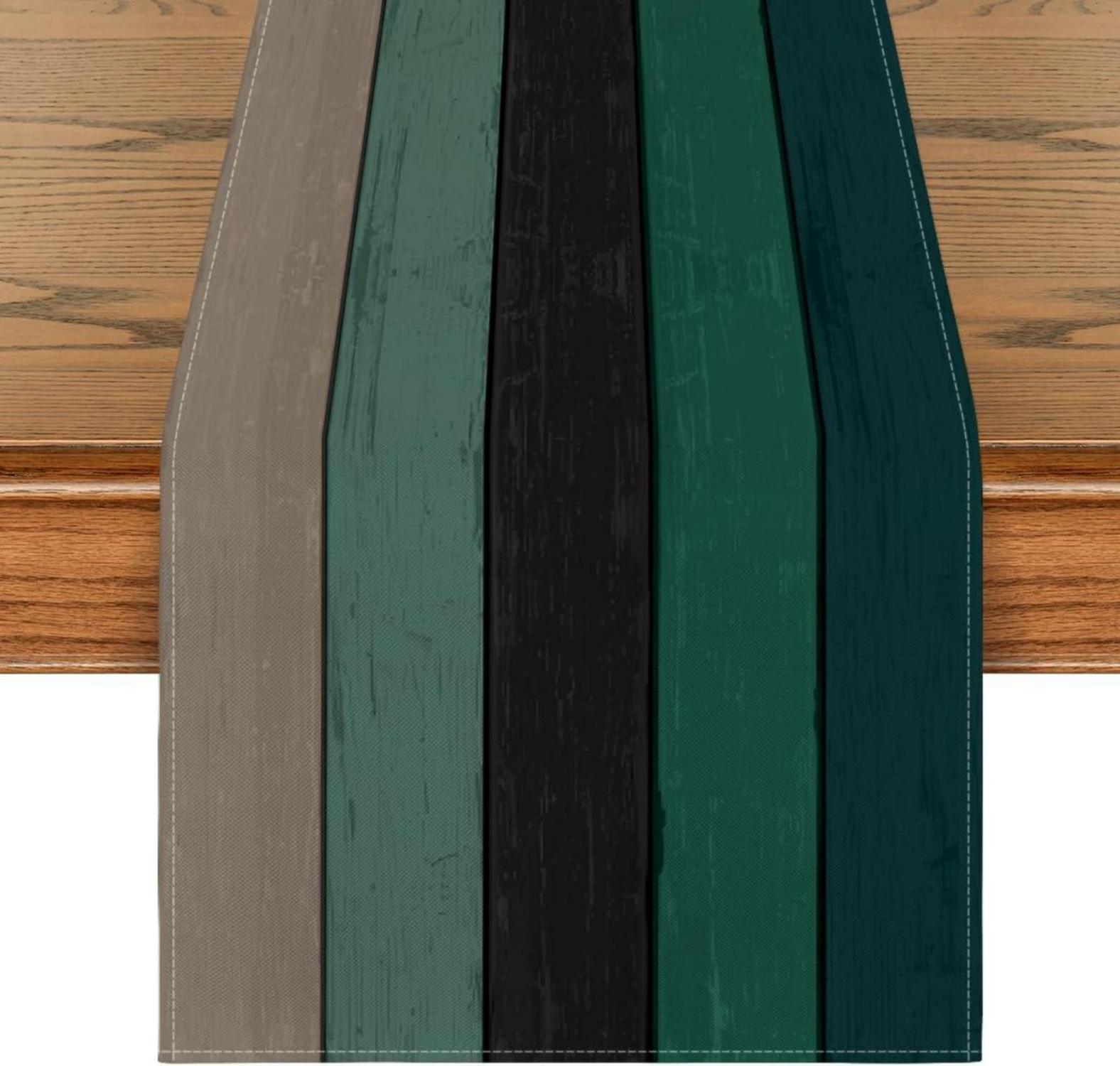 Grüner Holz Tischläufer Herbst Dekoration 40x140 cm