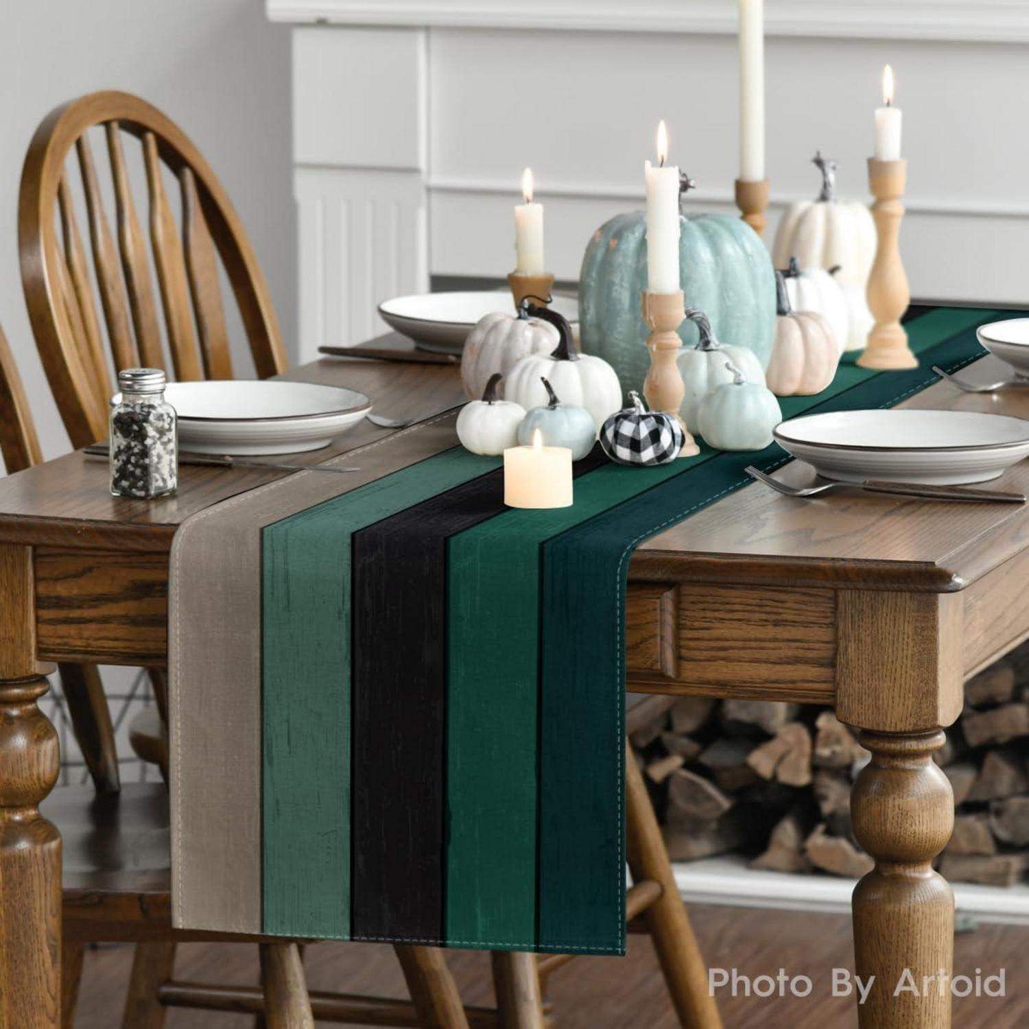 Artoid Mode Grün Rustikaler Tischläufer 40x100 cm für Küche und Party