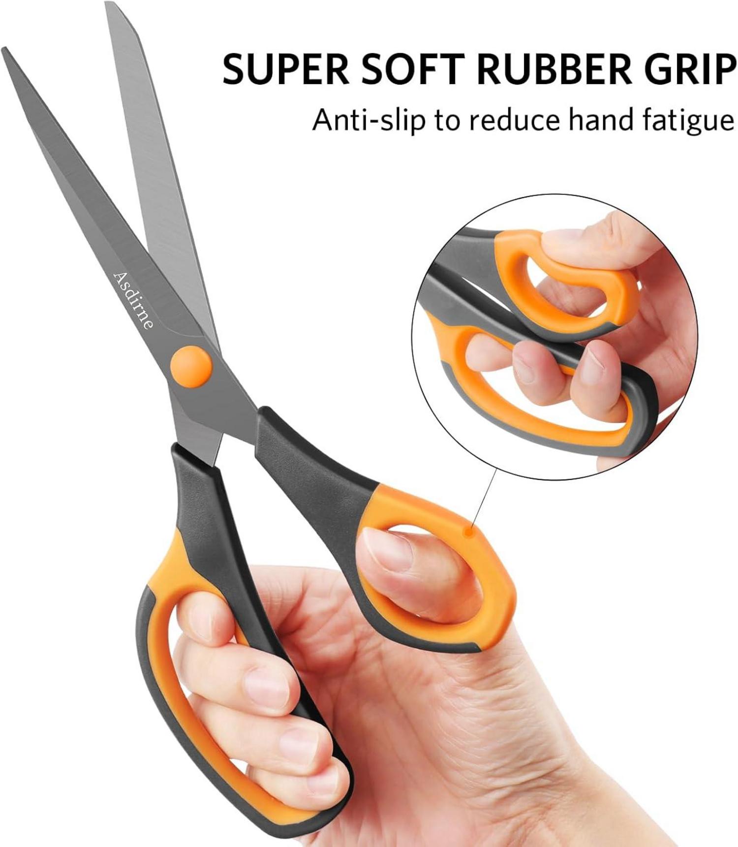 Titanschere mit Edelstahlklingen, weicher Griff, Allzweck, Schwarz/Orange, 21,8 cm