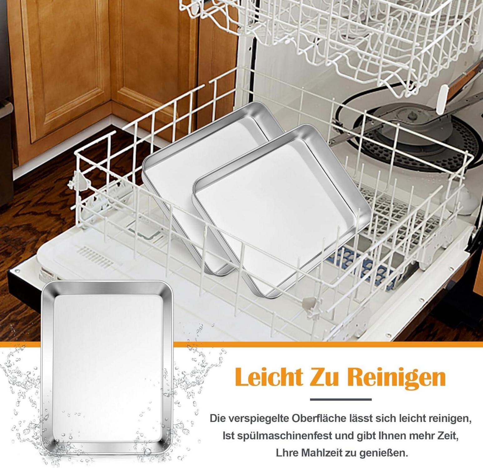 Backblech Edelstahl Auflaufform 2er Set Groß 31,5x24,7x5cm Rechteckig