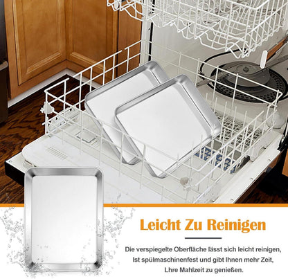 Backblech Edelstahl Auflaufform 2er Set Groß 31,5x24,7x5cm Rechteckig