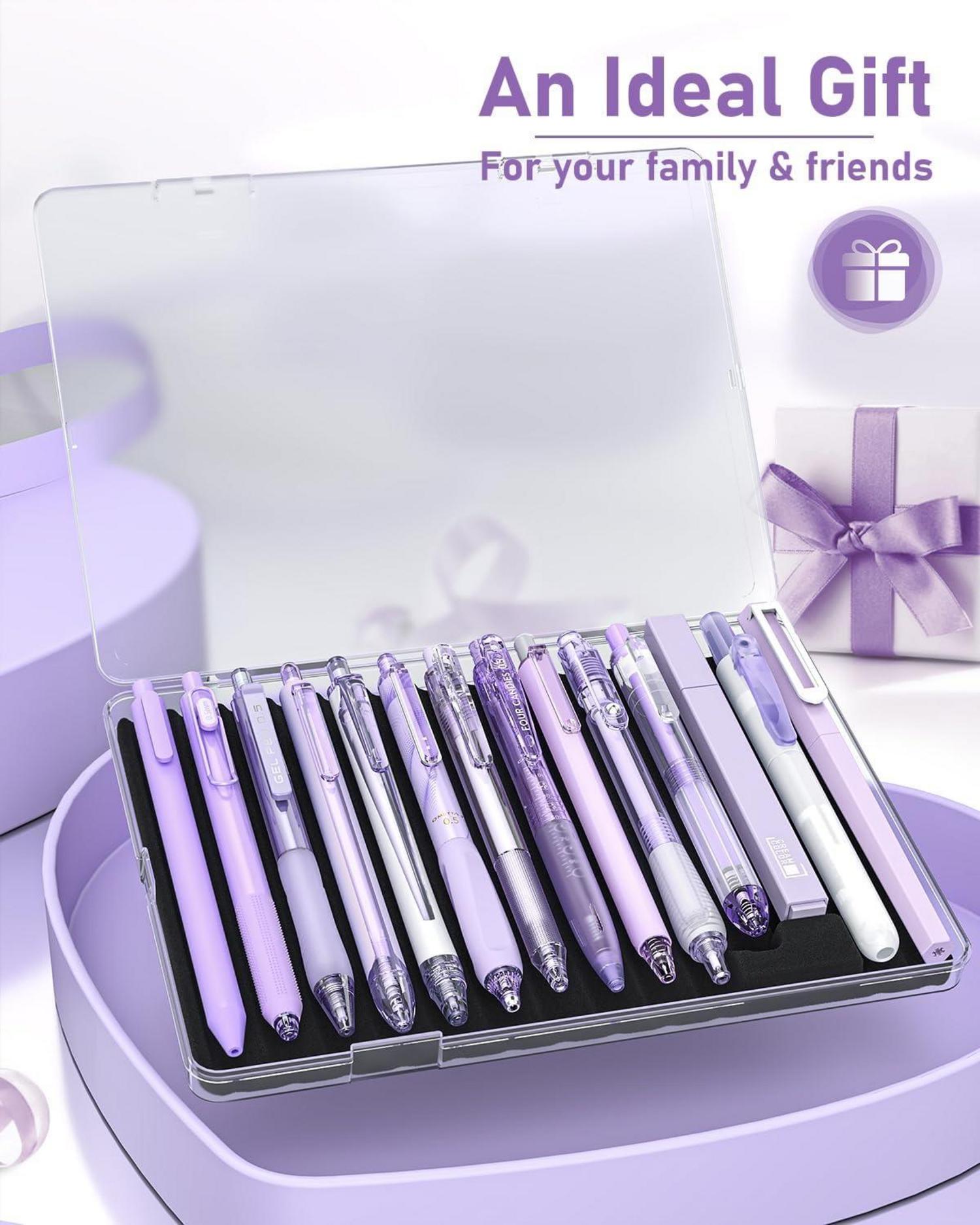 Gel-Tintenstift-Set 14-teilig mit Etui, 0,5mm feine Spitze, einziehbar