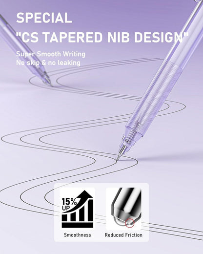 Gel-Tintenstift-Set 14-teilig Etui 0,5mm feine Spitze einziehbar 12 schwarze 2