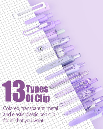 Gel-Tintenstift-Set mit Etui, 14-teilig, 0,5 mm Spitze, einziehbar, 12 schwarze Stifte, 2 Textmarker