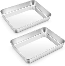 Edelstahl Backblech 2er Set Rechteckig 23,8x18x5cm Spülmaschinenfest