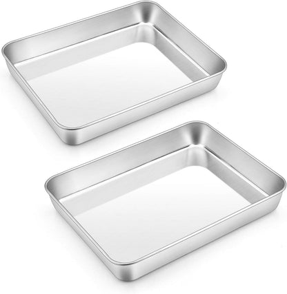 Edelstahl Backblech 2er Set Rechteckig 23,8x18x5cm Spülmaschinenfest