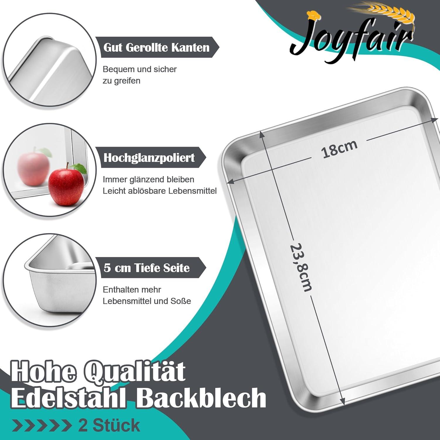 Edelstahl Backblech Set Rechteckig Tief 23,8x18x5cm 2er Pack