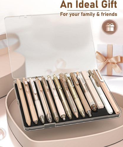 Gel-Tintenstift-Set 14-teilig mit Etui, feine Spitze, einziehbar, 12