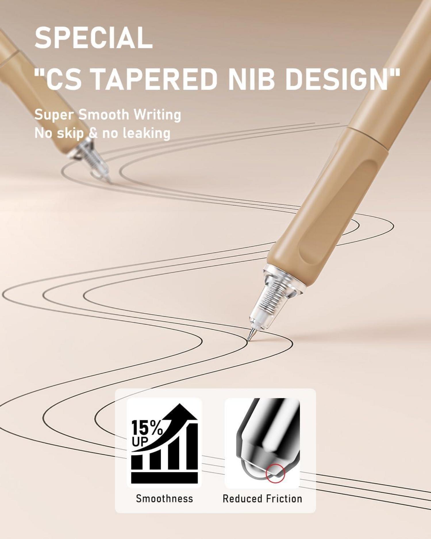 Gel-Tintenstift-Set 14-tlg. Etui 0,5mm Spitze 12 schwarze Stifte 2 Marker
