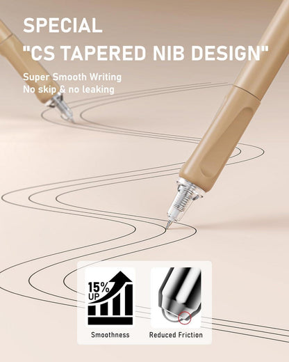 Gel-Tintenstift-Set 14-tlg. Etui 0,5mm Spitze 12 schwarze Stifte 2 Marker