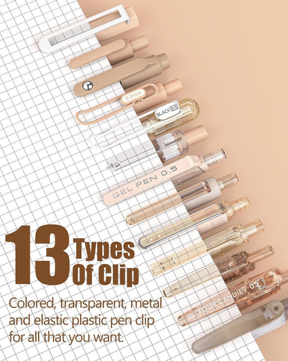 Gel-Tintenstift-Set 14-teilig mit Etui, 0,5 mm, einziehbar, 12 schwarze Stifte, 2 Highlighter