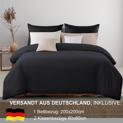 Bettwäsche 200x200 Schwarz Weich Mikrofaser Reißverschluss Set