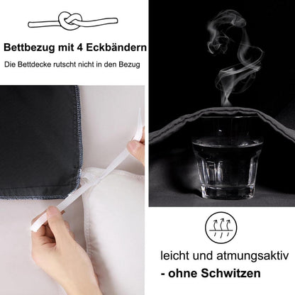 Bettwäsche 135x200 4tlg Schwarz Weich Mikrofaser Reißverschluss