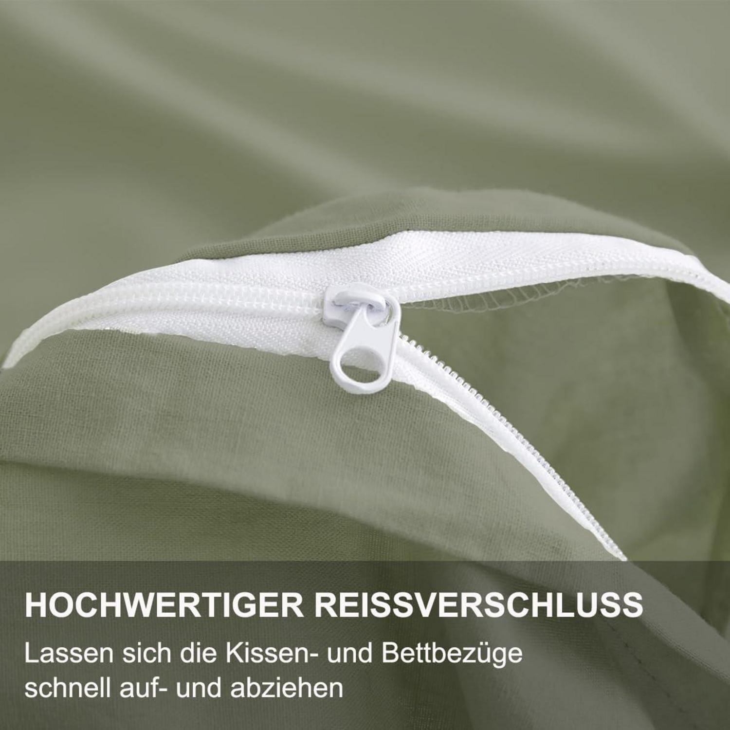 Bettwäsche 200x200 Grün Mikrofaser-Set mit Reißverschluss
