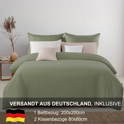Bettwäsche 200x200 Grün Weich Mikrofaser Reißverschluss 2er Set