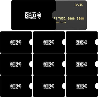 RFID Blocker Kartenhülle 10er Set Schwarz 6,2x9,2cm