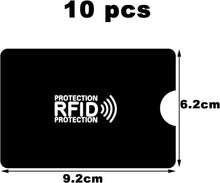 10er Pack RFID Blocker Kartenhüllen Schwarz 6.2×9.2cm