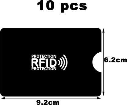 10er Pack RFID Blocker Kartenhüllen Schwarz 6.2×9.2cm