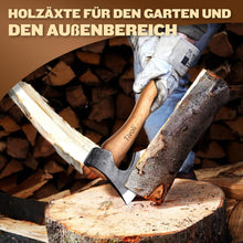 Hochwertige Survival Axt mit Holzgriff und Scheide, 38cm