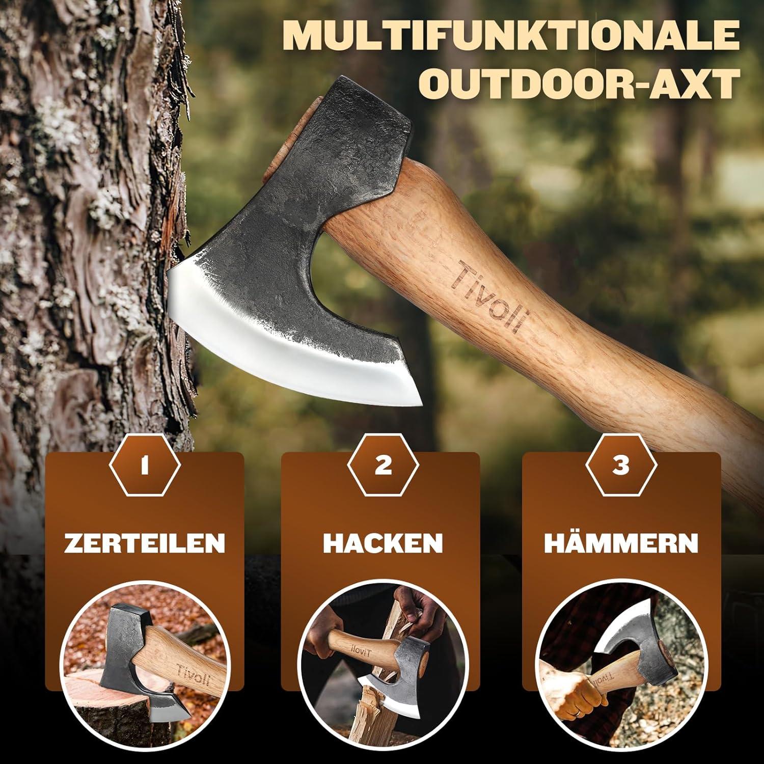 Survival Axt für Garten und Wald Holzspalter mit Scheide