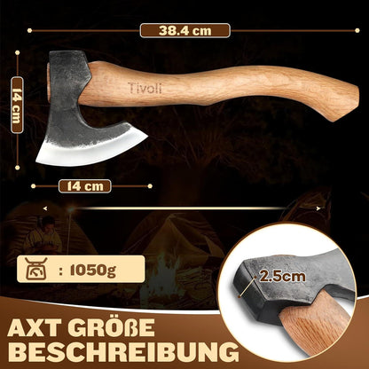 TIVOLI Survival Axt 38cm Outdoor Axt Holz Spalten Camping Axt Wald Garten